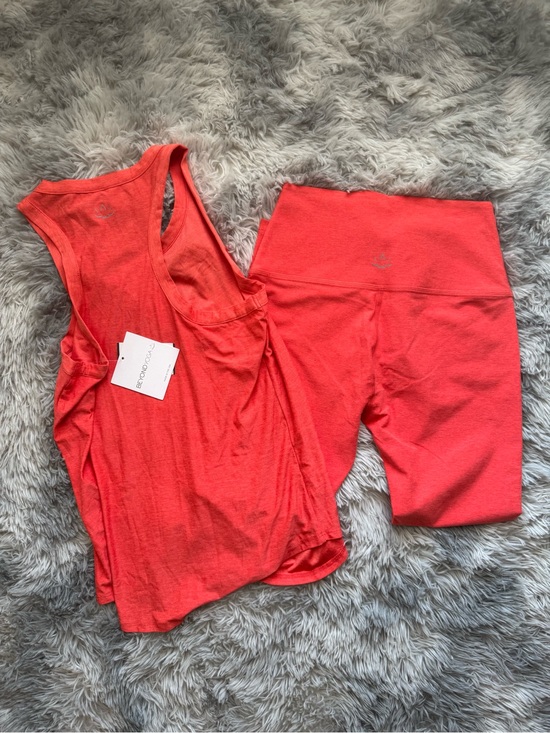 Beyond Yoga Other - Beyond Yoga Coral Red Tank Top and High-Waist Shorts Set